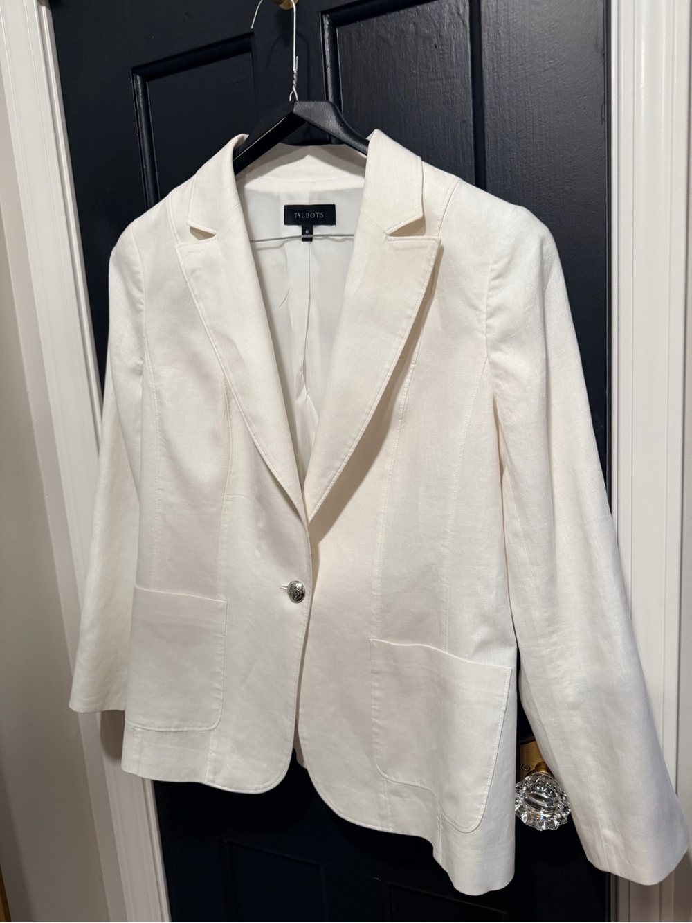 Talbots White Linen Single-Button Notch-Lapel Blazer